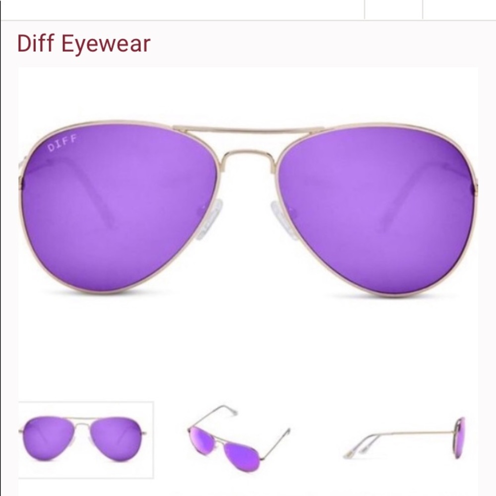 Brand new Diff Eyewear purple mirror aviators